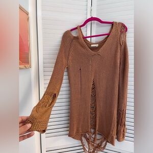 Ripped V neck sweater